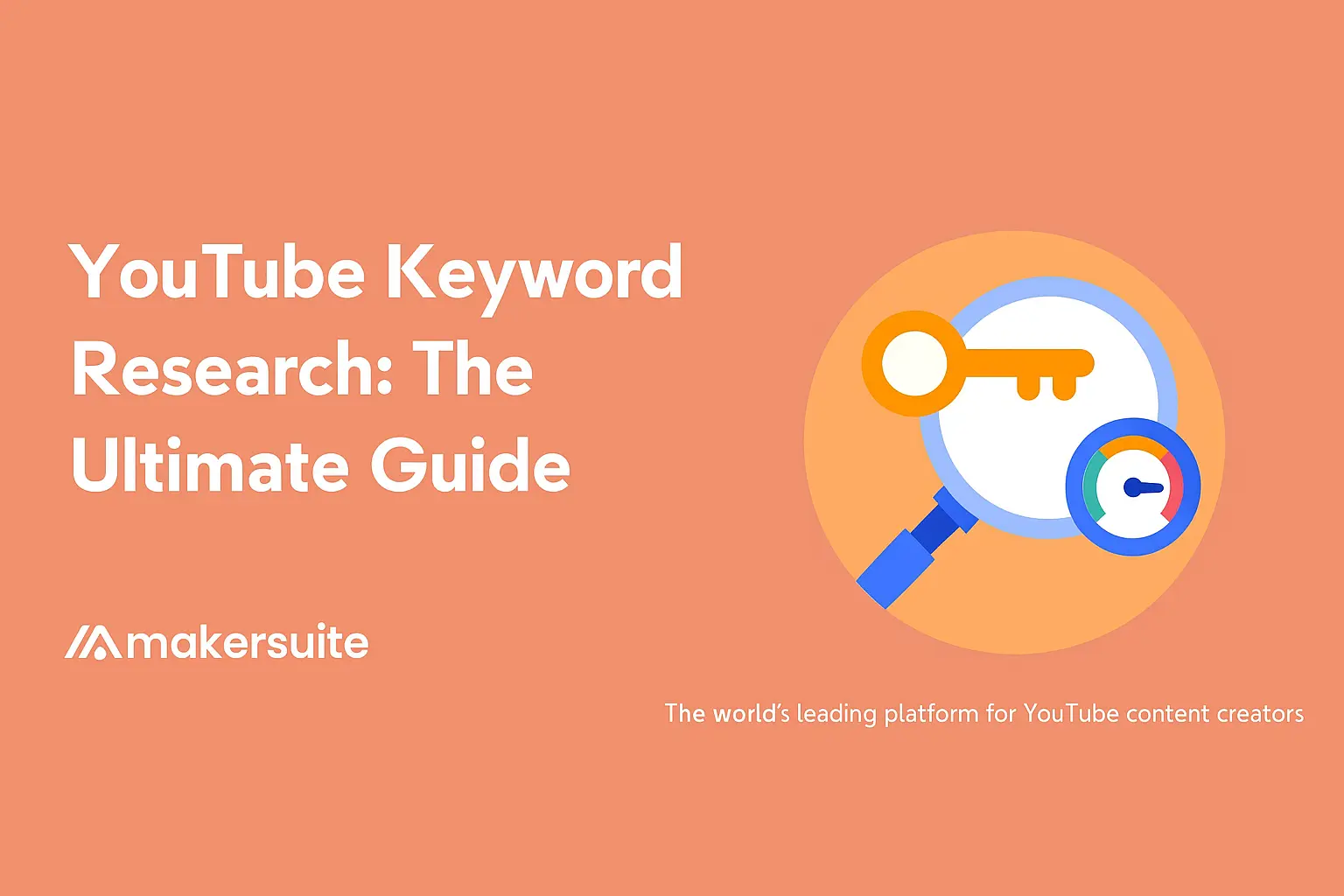 The Ultimate Guide to YouTube Keyword Generator title graphic with bold white text on a blue background and a red YouTube logo.